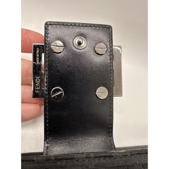 Fendi Long Wallet Zucca Monogram Black Leather Canvas Silver Buckle Authentic - Picture 6 of 13